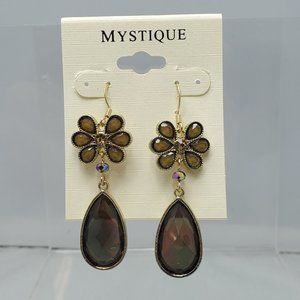 Mystique garnet color tear drop fish hook earring